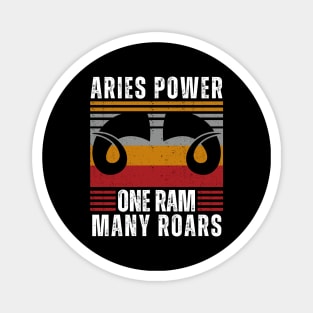 Funny Aries Zodiac Sign - Aries Power, One Ram, Many Roars - White Magnet